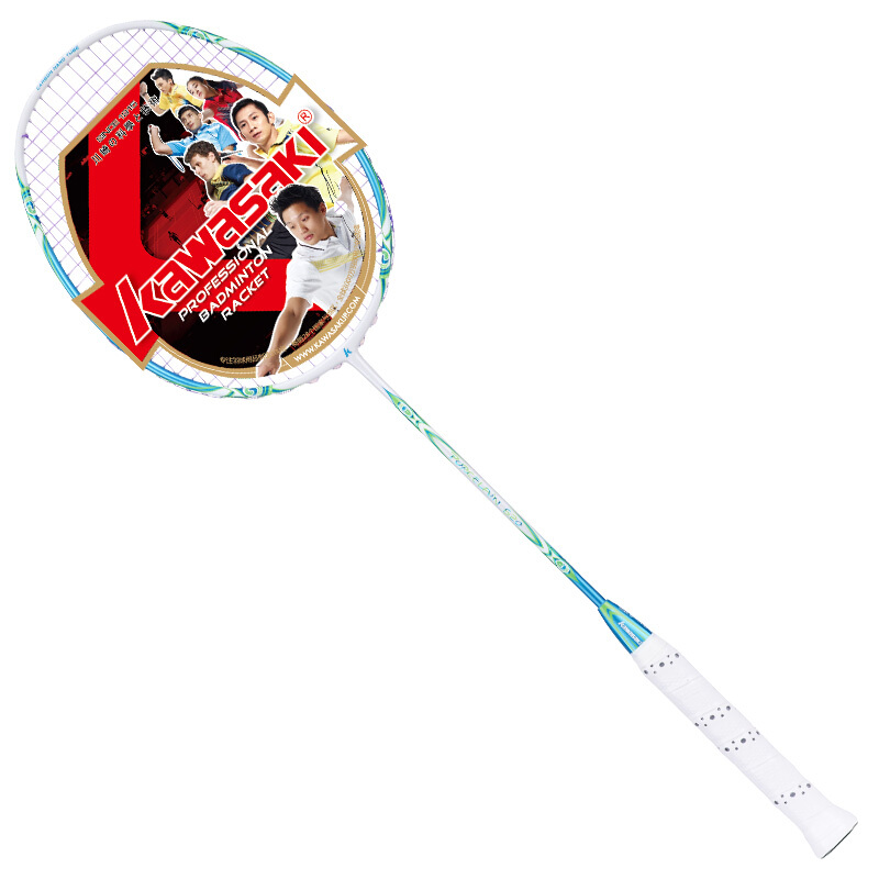 Kawasaki badminton racket all carbon badminton racket single racket women's special blue and white porcelain Samsung 620 green (threaded)
