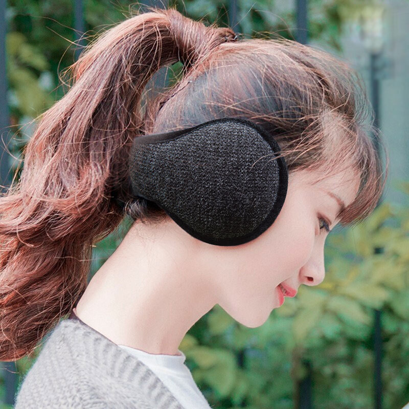 Bovonik winter earmuffs warm men's foldable adjustable warm earmuffs women's thickened ear bag student's ear cover son's ear protection pure cotton hemp ash