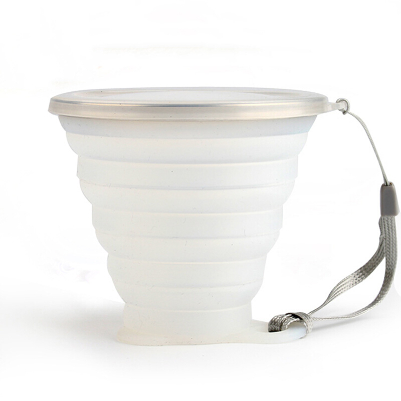 Gagarin travel outdoor travel folding cup portable telescopic handy cup silicone large capacity water cup Coffee Cup sports gargle cup snowflake White Large