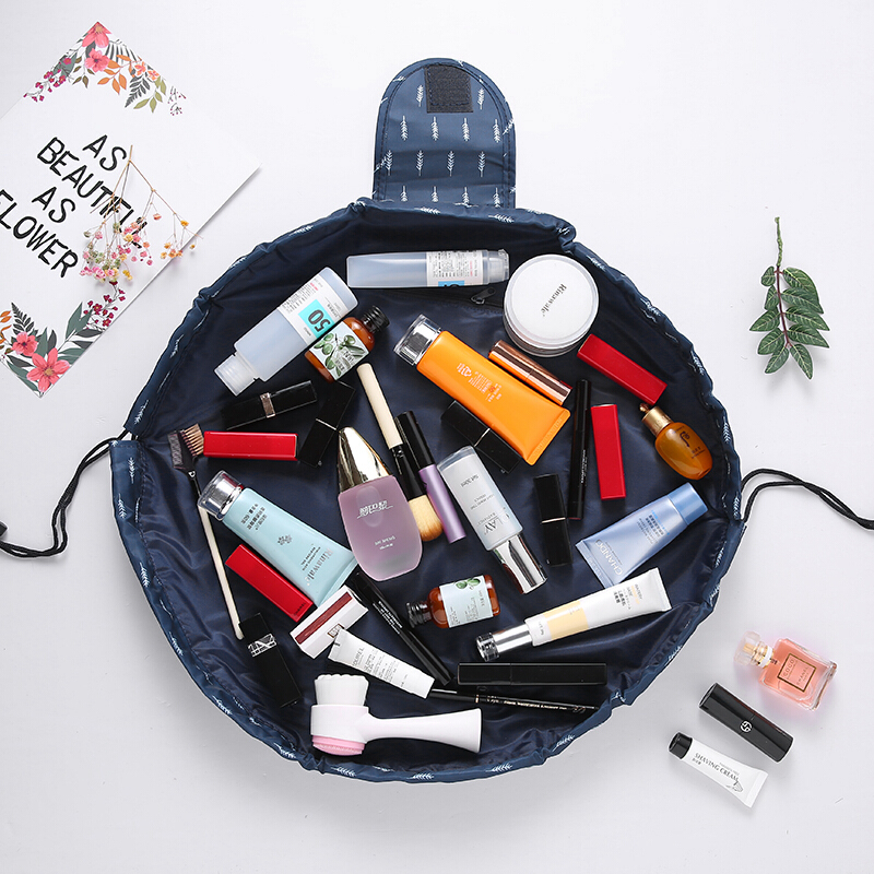 40000 km portable toiletries bag lazy makeup bag large capacity drawstring travel bag business supplies toiletries bag cosmetics storage bag sw1183 Tibetan blue feather