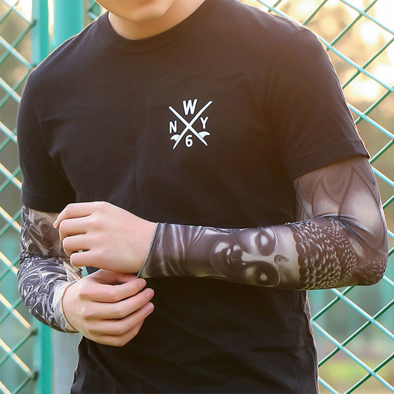 Jess aibaoluo jieshiaibaoluo TATTOO SLEEVE sleeve men's sunscreen flower arm ice silk hand sleeve armguard summer tattoo driving arm sleeve Buddha edge