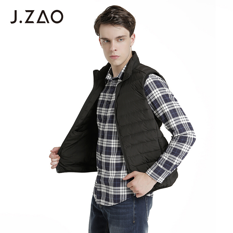 Jingdong jingzao men's down vest seamless anti drilling down down vest seamless pipe cloth white duck down top coat down jacket men's black M