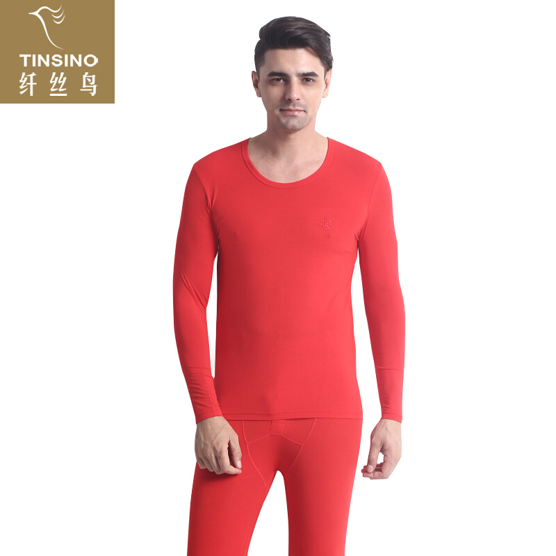 Cincino modal autumn clothes and trousers men's and women's benmingnian wedding auspicious blessing word big red round neck Thermal Underwear Set XL (180 / 105)
