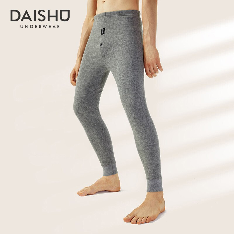 Kangaroo (including wool) warm pants men's thickened Plush one-piece Leggings cotton pants men's autumn and winter warm underwear underwear underwear Plush pants super long Plush knee pads light hemp grey XL