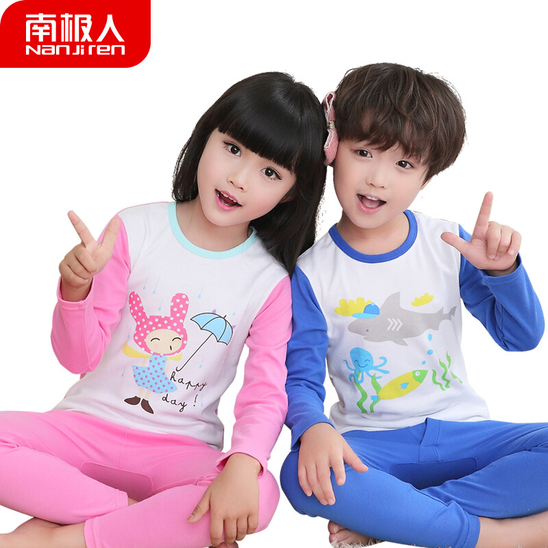 Antarctica children's underwear autumn clothes autumn pants men's pure cotton women's thin thermal underwear set children's baby bottomed cotton sweater n126t81701 boy's Royal Blue 160