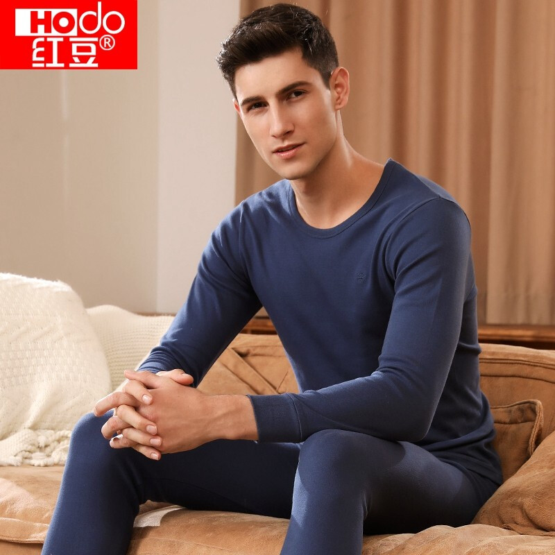 Red bean underwear men's autumn clothes autumn pants pure cotton thin thermal underwear set soft and comfortable bottomed cotton sweater cotton trousers gift box 7251 men's dark gray 185 / 110