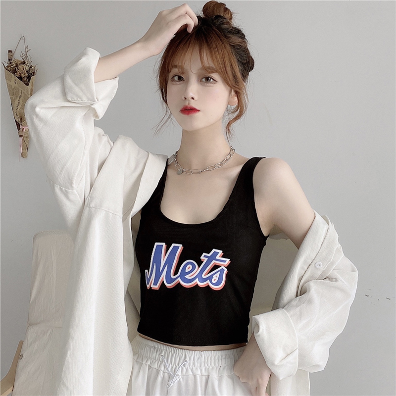 Real shot 2022 summer thread printing sports vest T-shirt women's summer clothes