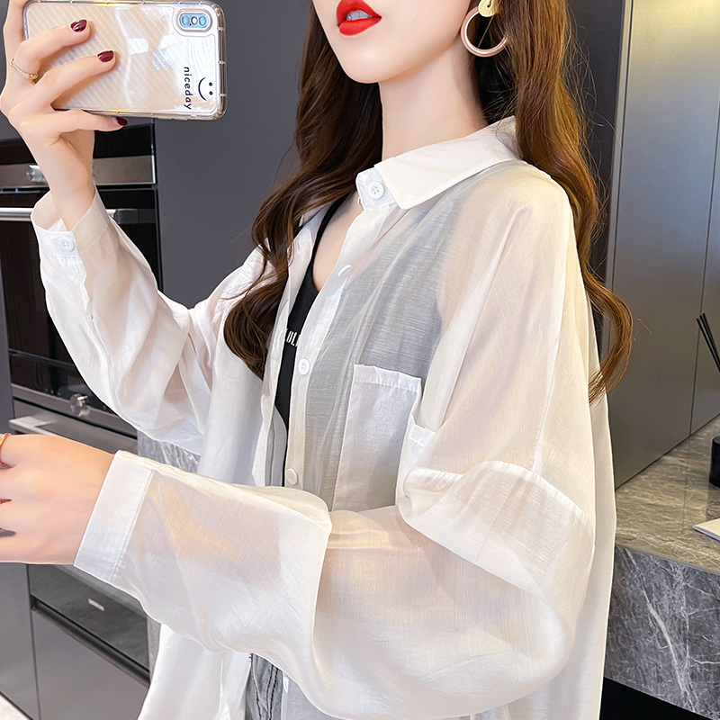 Real shooting anti ultraviolet breathable Chiffon cardigan sunscreen shirt thin coat
