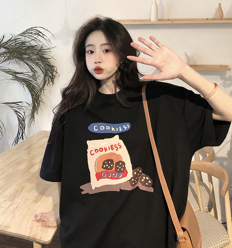 Large design sense European and American Vintage T-shirt oversize short sleeved women's loose summer fried Street Hong Kong Style half sleeved top