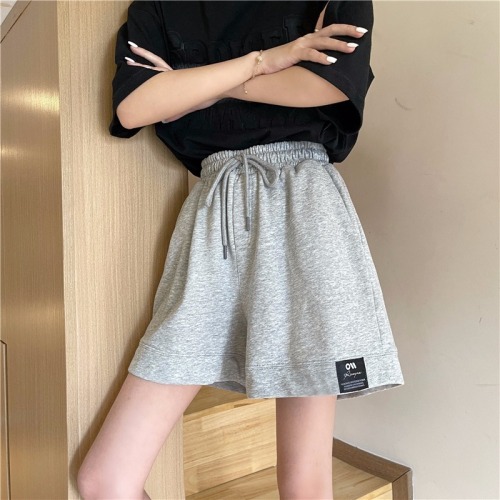Real shooting cotton new sports shorts women's summer thin five point wide leg sports shorts