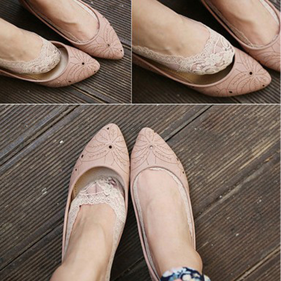 Lace boat socks women's shallow mouth invisible socks socks socks summer ultra-thin pure cotton women's Silicone Non Slip Socks