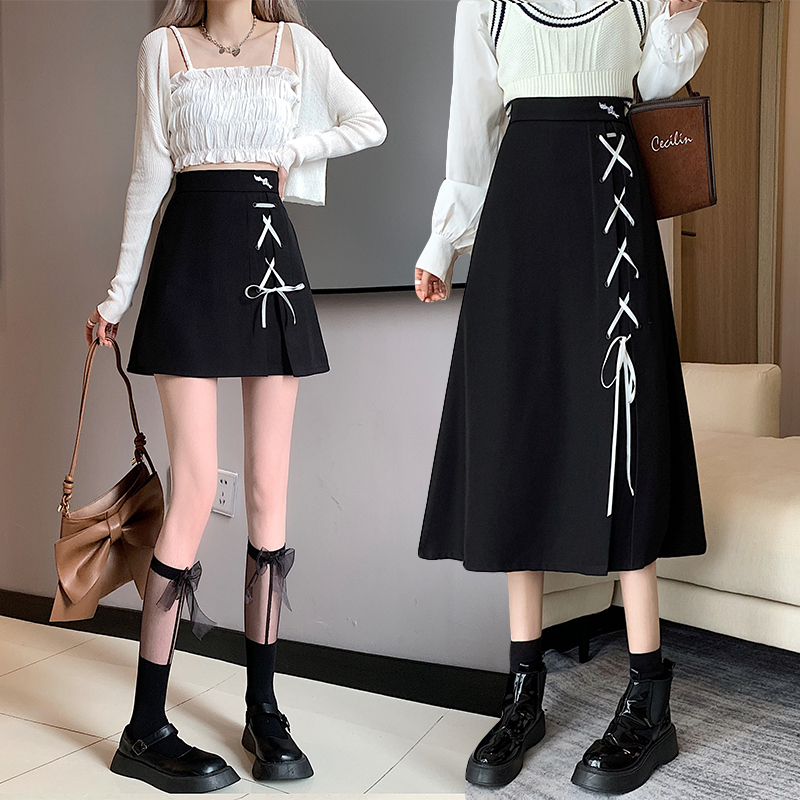200kg fat mm thickened skirt, women's suit, high waist, thin, medium and long, versatile black skirt