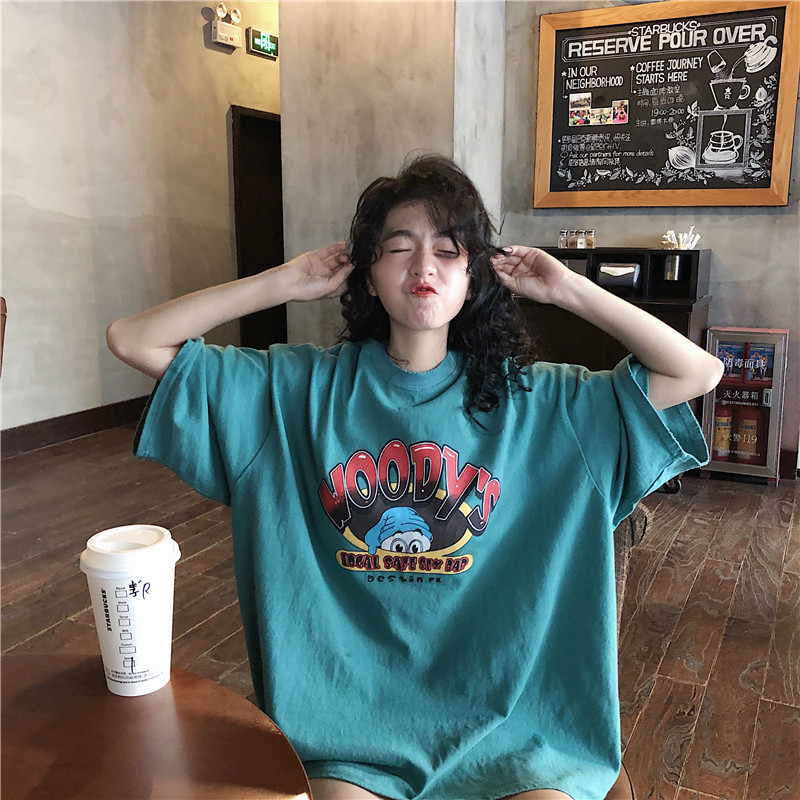 Fashion printed women's real sleeved funny casual T-shirt BF