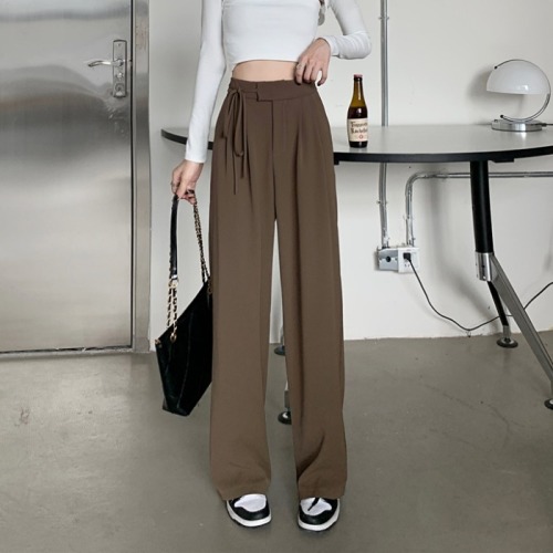Wide leg pants, high waist draped suit pants, new straight casual pants in summer 2021