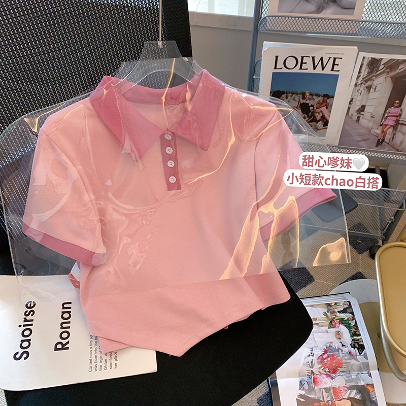Official figure real price cotton 2022 new short sleeve T-shirt women's short polo collar