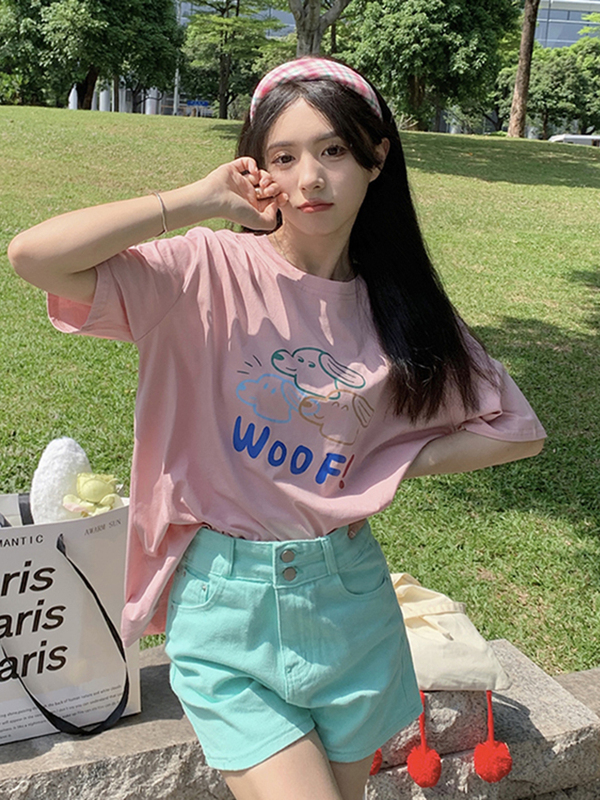 Official figure real price cotton 2022 new short sleeve T-shirt for women