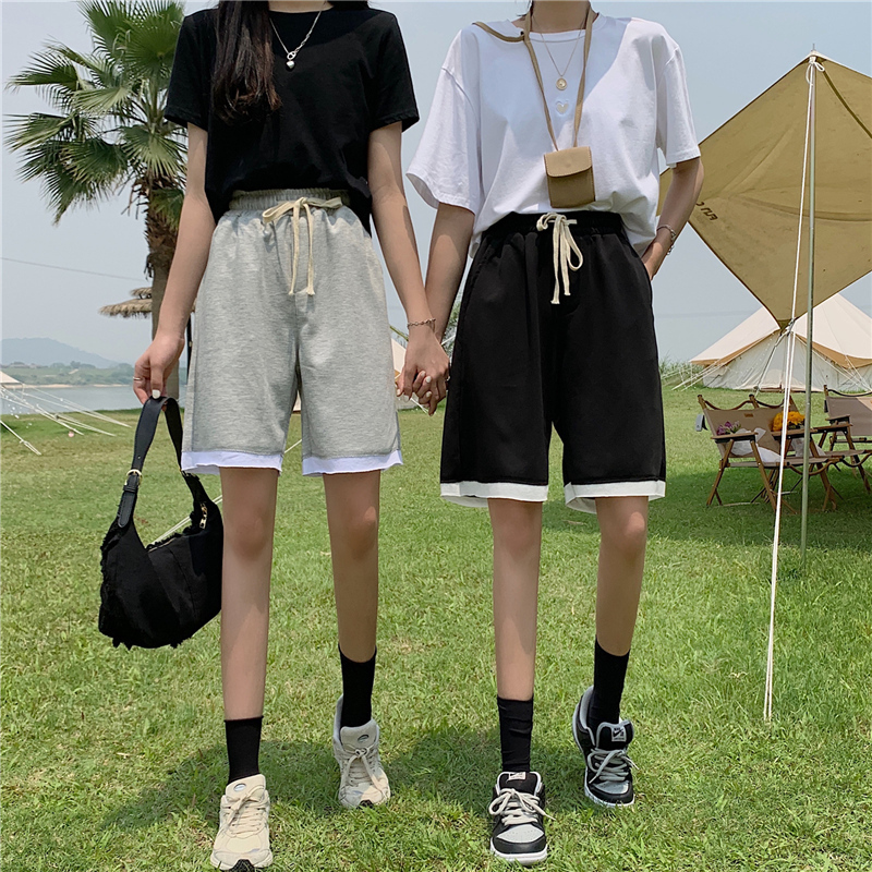 Real shooting of summer clothes fake two-piece shorts women's fashion work clothes wide leg pants