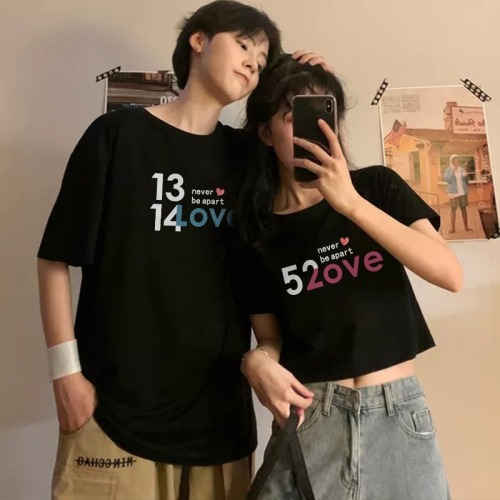  summer Korean ins fashion tight fitting short high waist couple's top