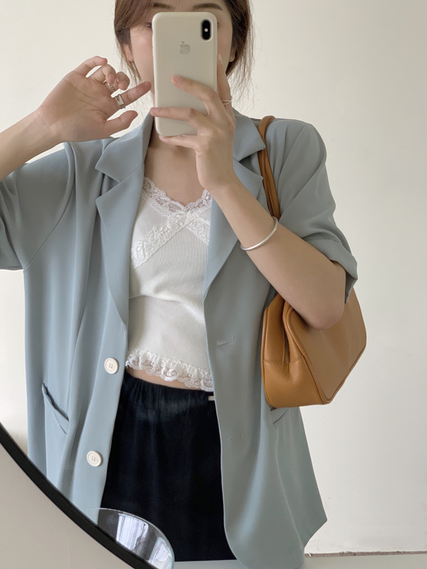 Real price summer loose short sleeved suit coat leisure temperament small suit top female