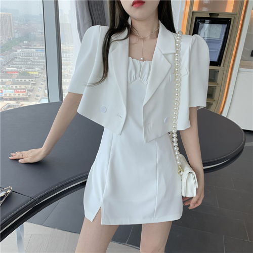 Suit coat women's summer style thin style versatile short style temperament small short sleeved white suit top