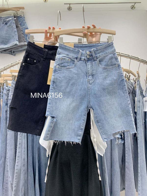 [Mina] personalized cut design five point denim shorts 6156# LJF