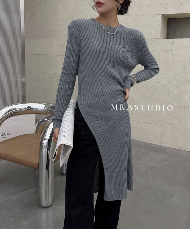 Original price 89.11! New in early autumn! [MRA] simple solid color careful machine slit medium length warm sweater l8509# zxl