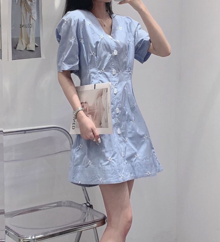 Original price 73.72! New in early summer! [I-D] Korean style embroidery dress 9211# L