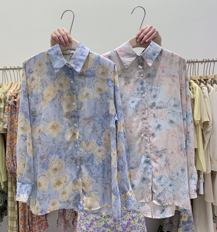 New in early summer! [J2. J1wg] Korean fashion printed shirt 2229# cqw