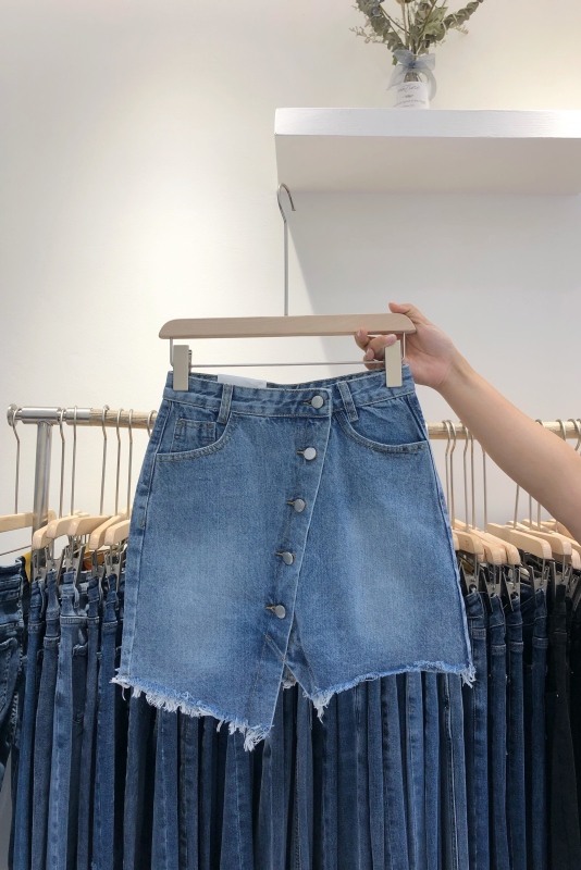 [T.H] Korean A-line denim lace skirt (unlined) 6019# LJF