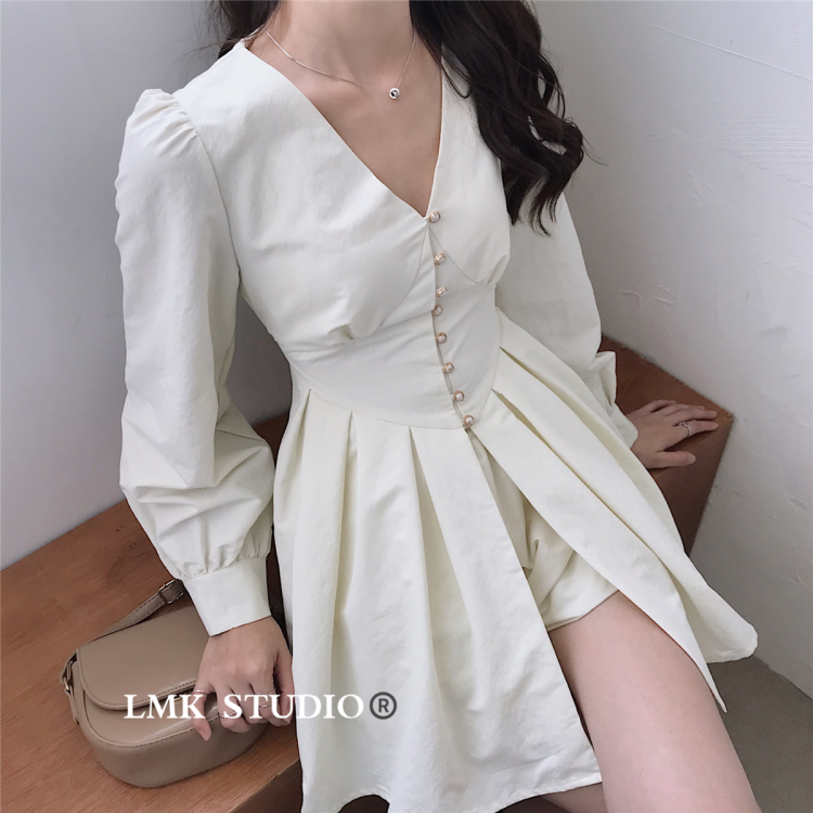 [LMK] temperament fashion dress + simple and versatile Shorts Set 8050# hjy