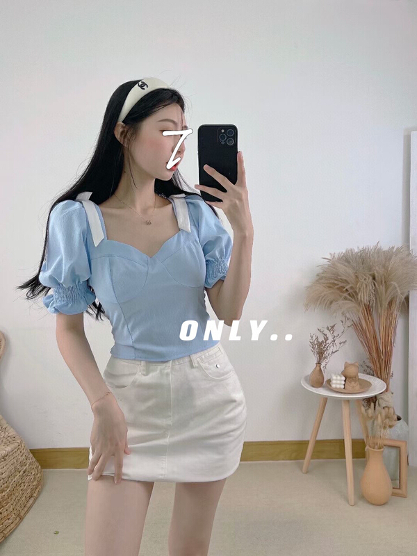 [only] Korean design shoulder strap short shirt 1882# JJ