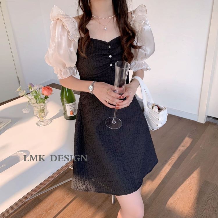 [LMK] court style, versatile multi sleeved dress (without necklace) 8083-1# hjy