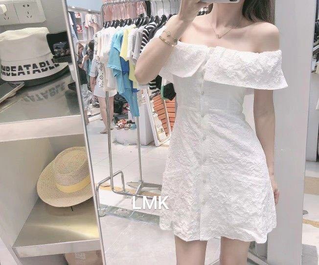 [LMK] one shoulder embroidered dress 1958-1# hjy
