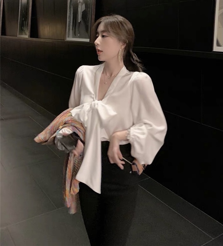 New in early autumn! [Linna] Korean comfortable bow shirt 6692# zxx