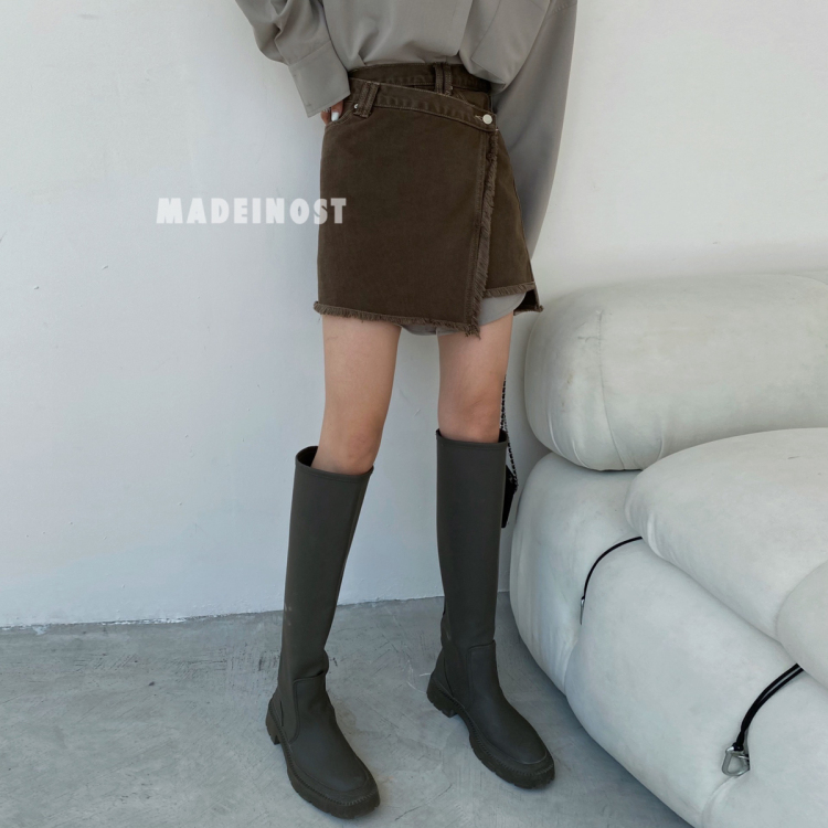 [OSHA madeinost] one piece reversible tassel denim skirt n502# ll