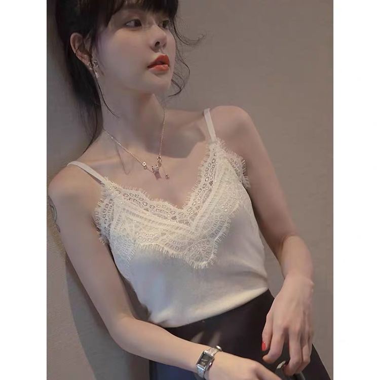 [fat woman's family] lace knitted suspender vest 9a11# HBx