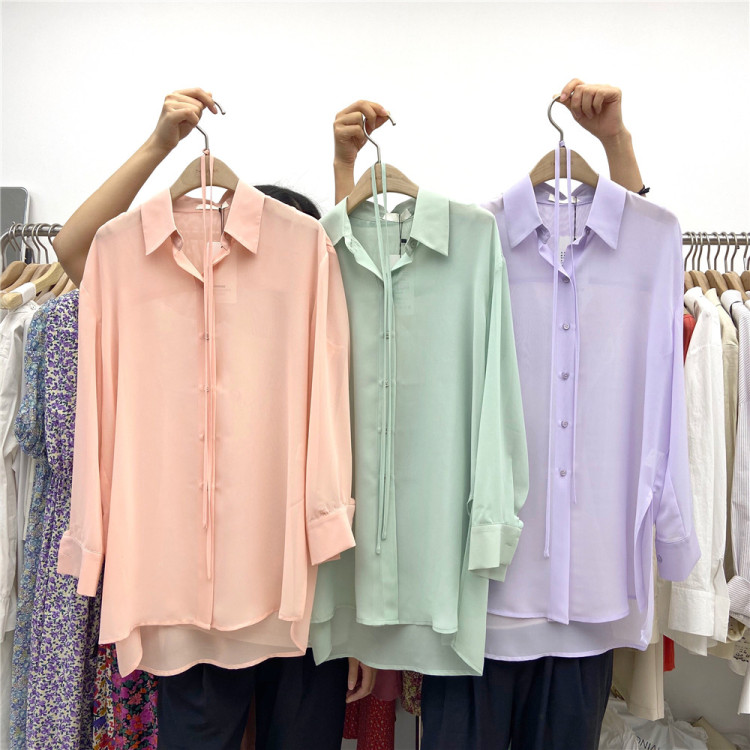 Original price 75.60! [T.G] summer new loose casual shirt (with belt) 11517# cqw