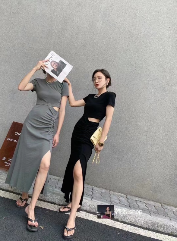 [Hb] Korean style waist free slim fitting dress 8068# QJY