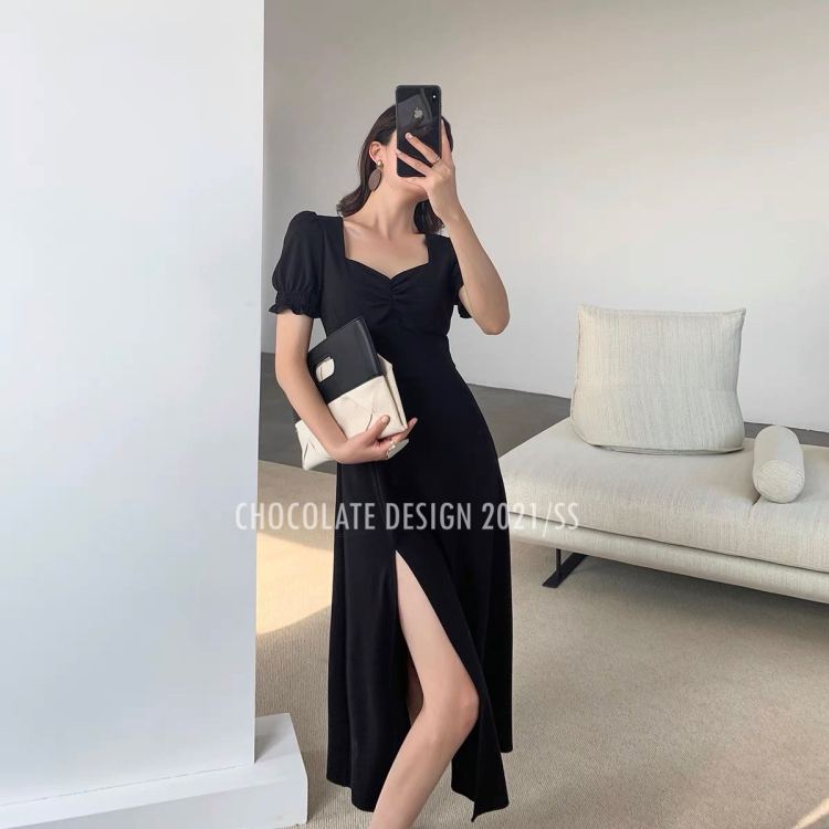 New in early summer! [chocolate] fashion hem split dress 1250# DB