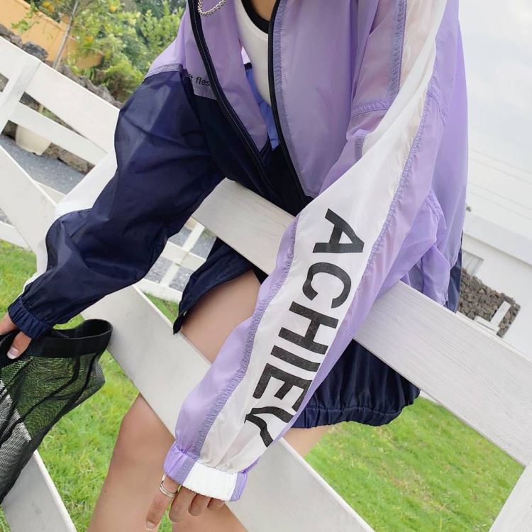 Original price 129.72! [bobo1972] sports style color blocking sunscreen shirt dy209390\mo