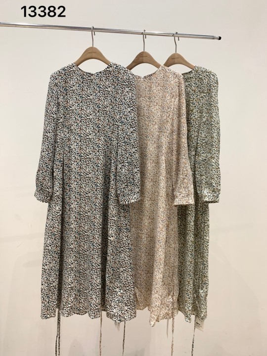 Original price 107.16! Early spring 2021! [T.G] Han Fan temperament small woman comfortable loose floral lace up dress 13382# cqw