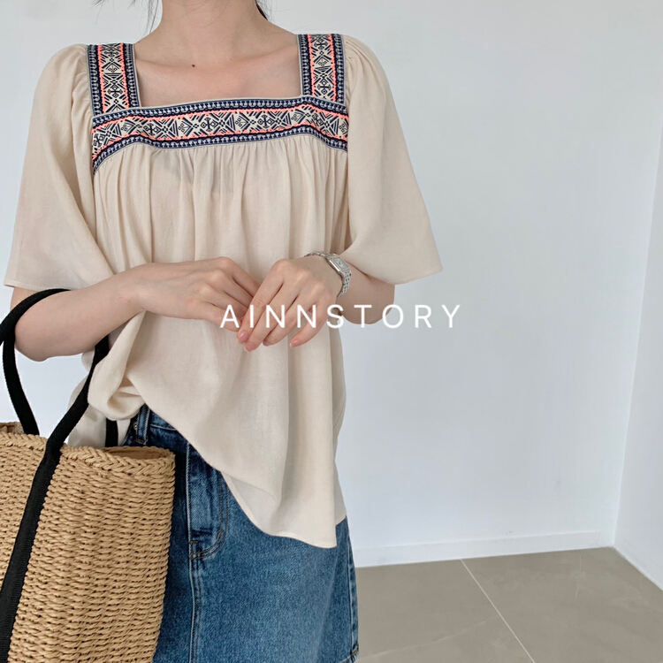 New in early summer! [ainnstory] Korean style square neck shirt a651# HBx