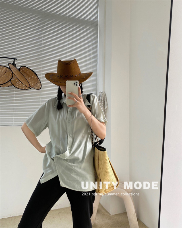 Original price 72.69! [unity] Korean design side button shirt 8832# cqw
