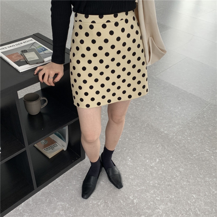 Original price 64.78! [TG] simple and versatile wave point skirt 12653# cqw