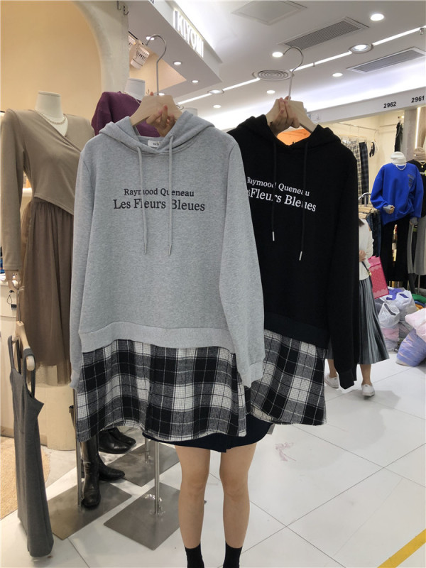 [victory. 2] fashion hooded letter Plush splicing sweater ys1-227# WPL