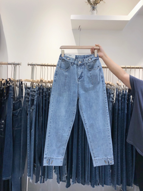 [T.H] slit design adjustable skinny jeans 1838# LJF