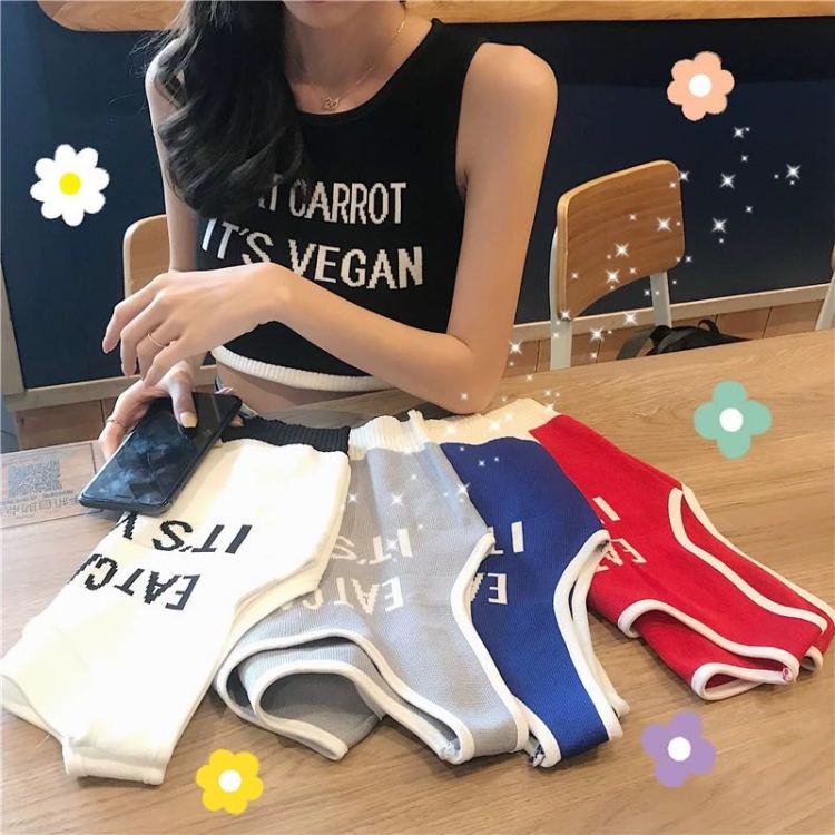 [fat man's family] fashion sunshine letter round neck tight sports vest f811# HBx