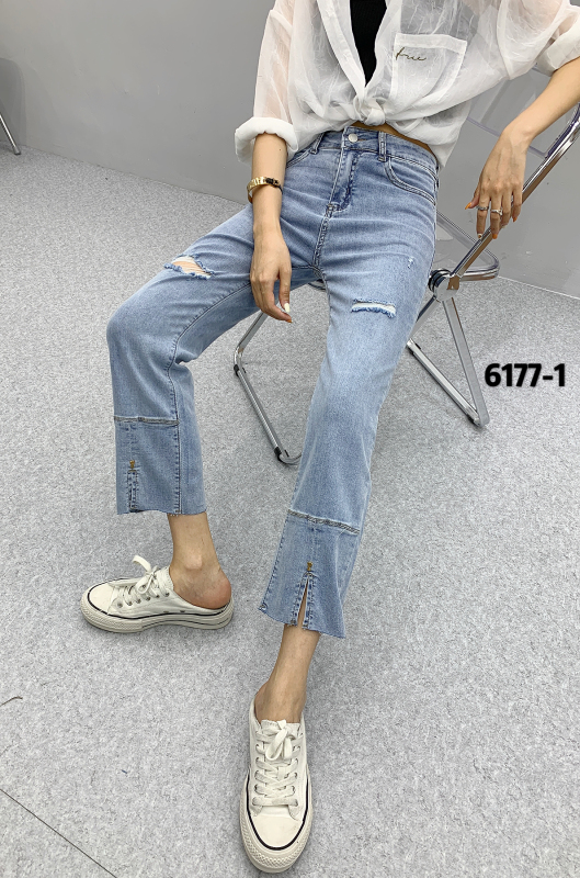 New in early summer! [Mina] ultra thin elastic straight jeans 6177# LJF