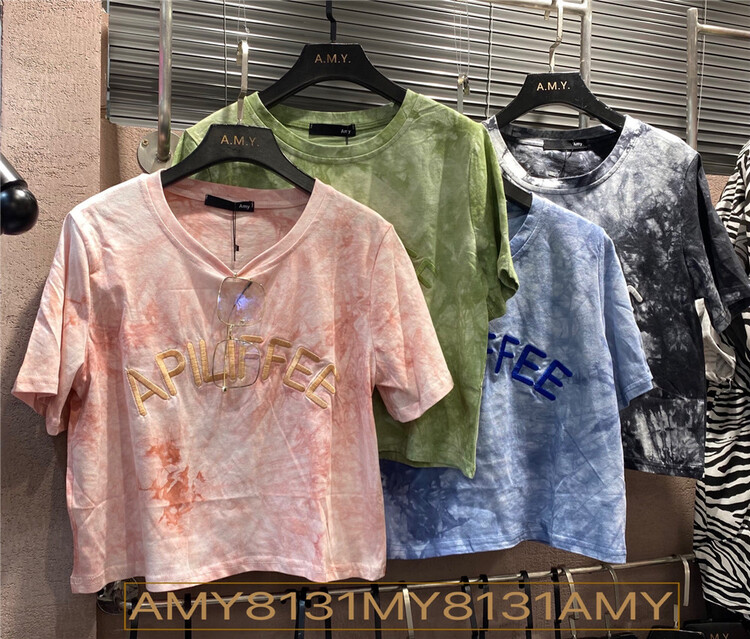 【AMY】韓系短版街頭扎染字母短袖T恤  8131#  WTT