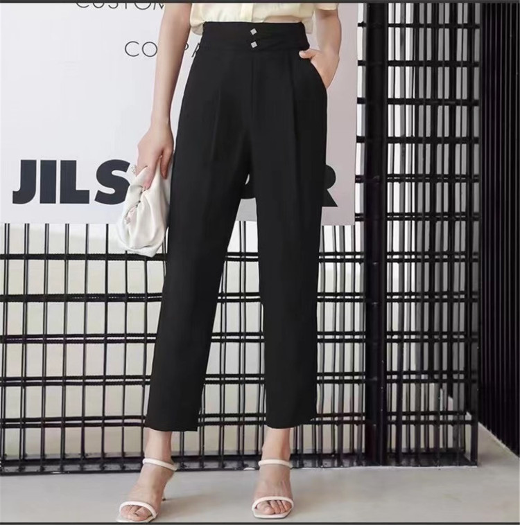 [Hanna] fashionable clean color slim fit trousers 1183# JJ